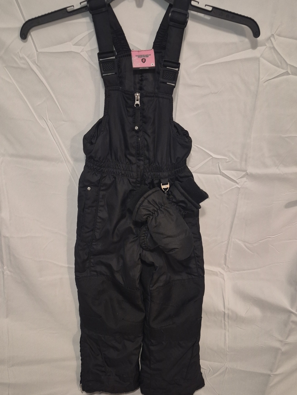 Kids Black Insulated Snow Bib Overalls Size 4